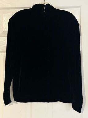 Ralph Lauren Vintage USA ILGWU Union Made Black Velvet Button Front Top